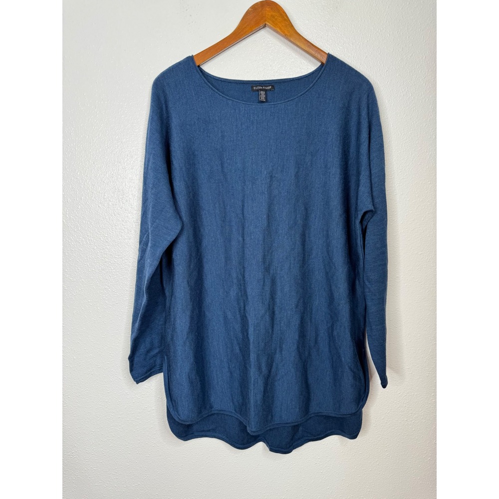 Eileen Fisher Blue Merino‎ Wool Sweater Size Xlarge